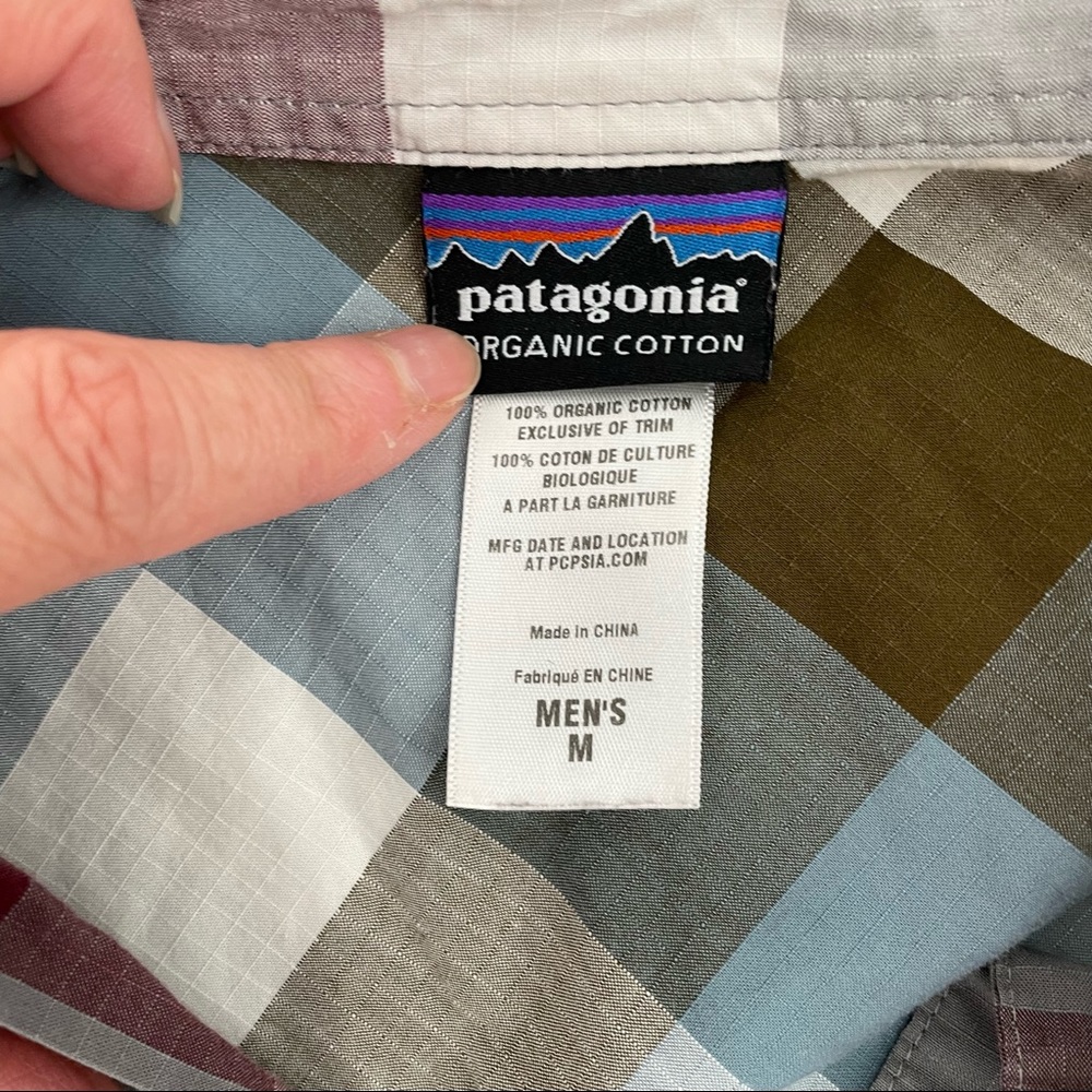 Patagonia Men’s Red and Gray Plaid Button-Down Shirt - Picture 3 of 11
